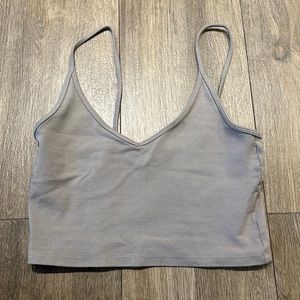 Sunday Best Grey Scoop neck Sleeveless Crop Top